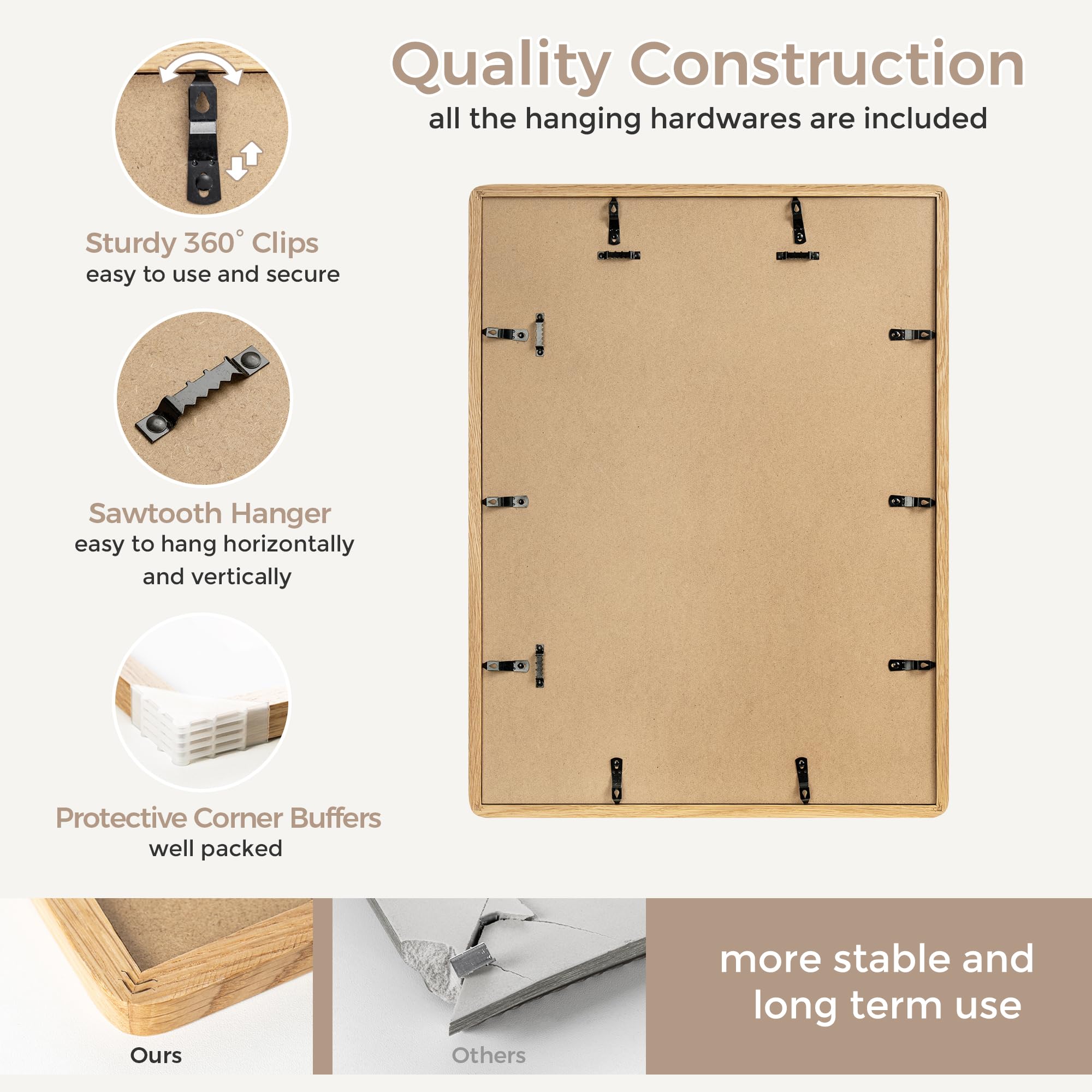 Amazon.com - FLYJOE 18 x 24 Poster Frame | Solid Oak Wood 24x18
