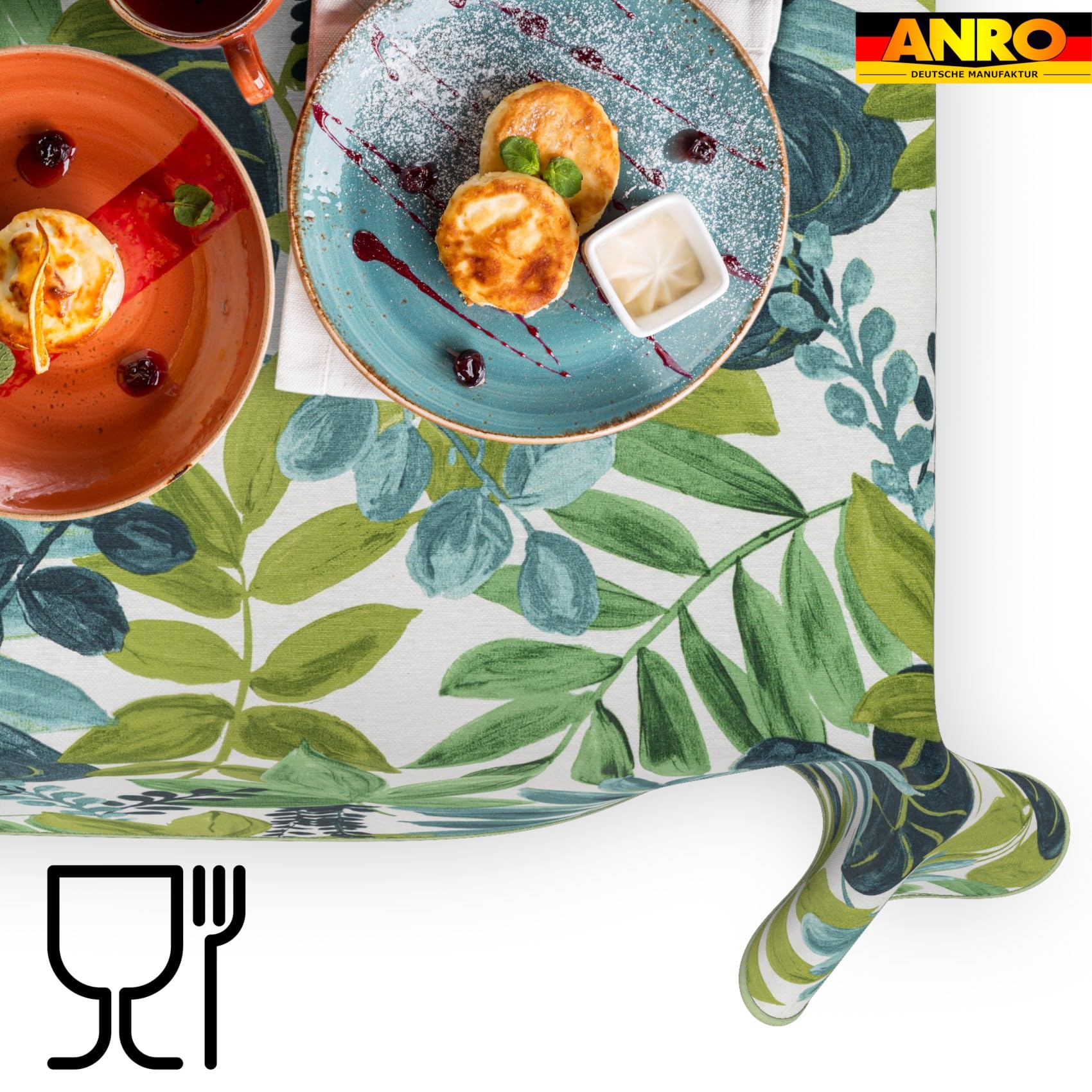 ANRO Tischdecke abwaschbar Tropisch mit Saum 260x140 cm In-/Outdoor