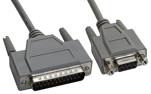 Amphenol CS-DSNL4259MF-005 DB25 macho a DB9 hembra cable de módem nulo, apretón de manos completo, 5 pies, gris