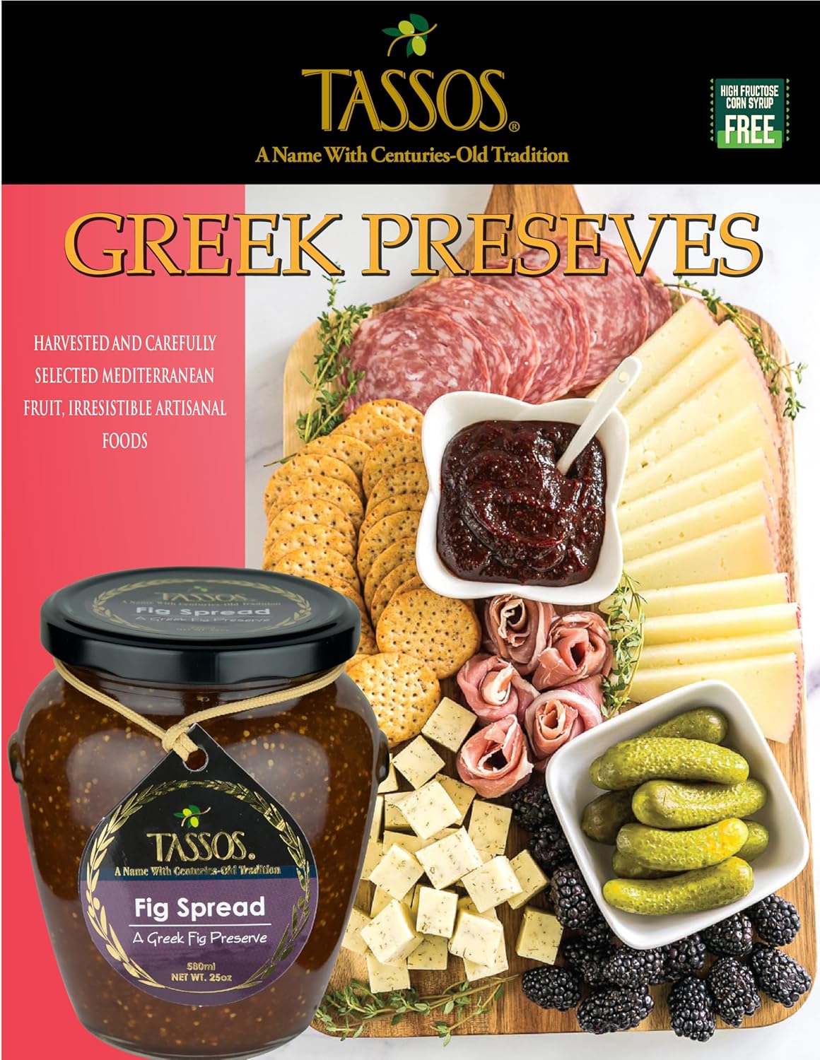 Tassos Traditional Greek Fig Preserve Spread Marmalade (1 Jar)