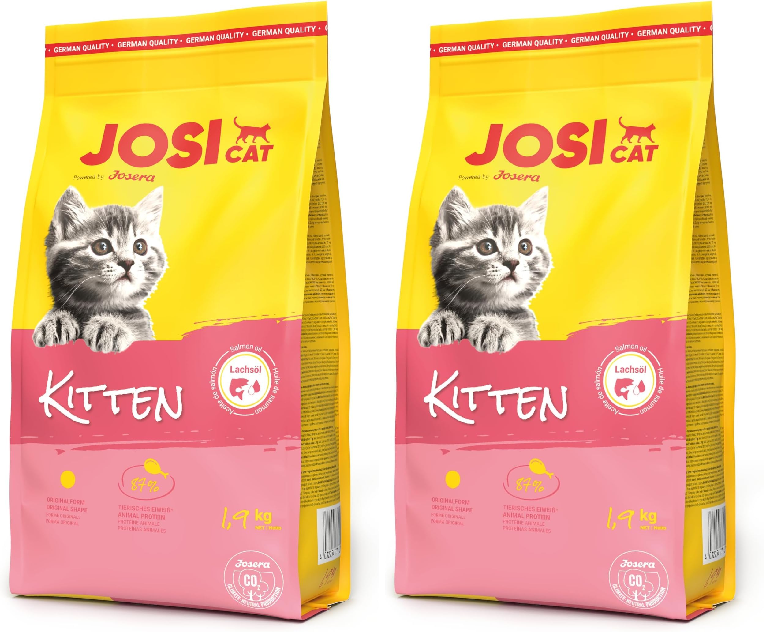 JosiCat Junior, Premium Dry Food for Growing and Lactating Cats, High Energy, Salmon Oil and Vitamins, 1 Count (Pack of 2)