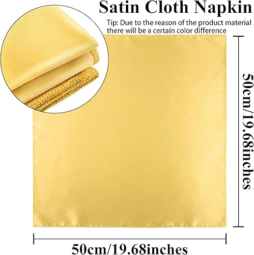 Miniatura 2 de Aneco Servilletas cuadradas de satén de 20 x 20 pulgadas, servilletas de cena de boda, fiesta, servilletas de mesa suaves para bodas románticas,