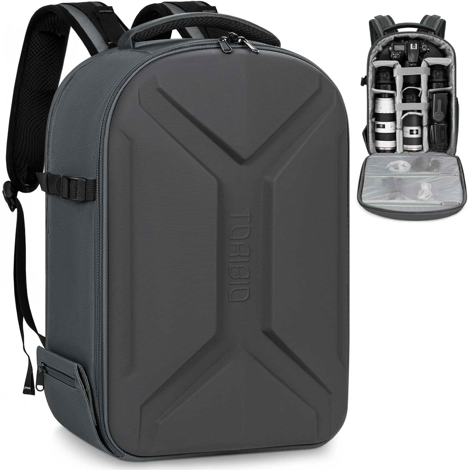 Sac à Dos Rigide pour Appareil Photo, Sac de Photographie pour Appareils Photo Reflex Numériques/Photographie sans Miroir, Compatible avec les Appareils Photo Sony/Canon/Nikon