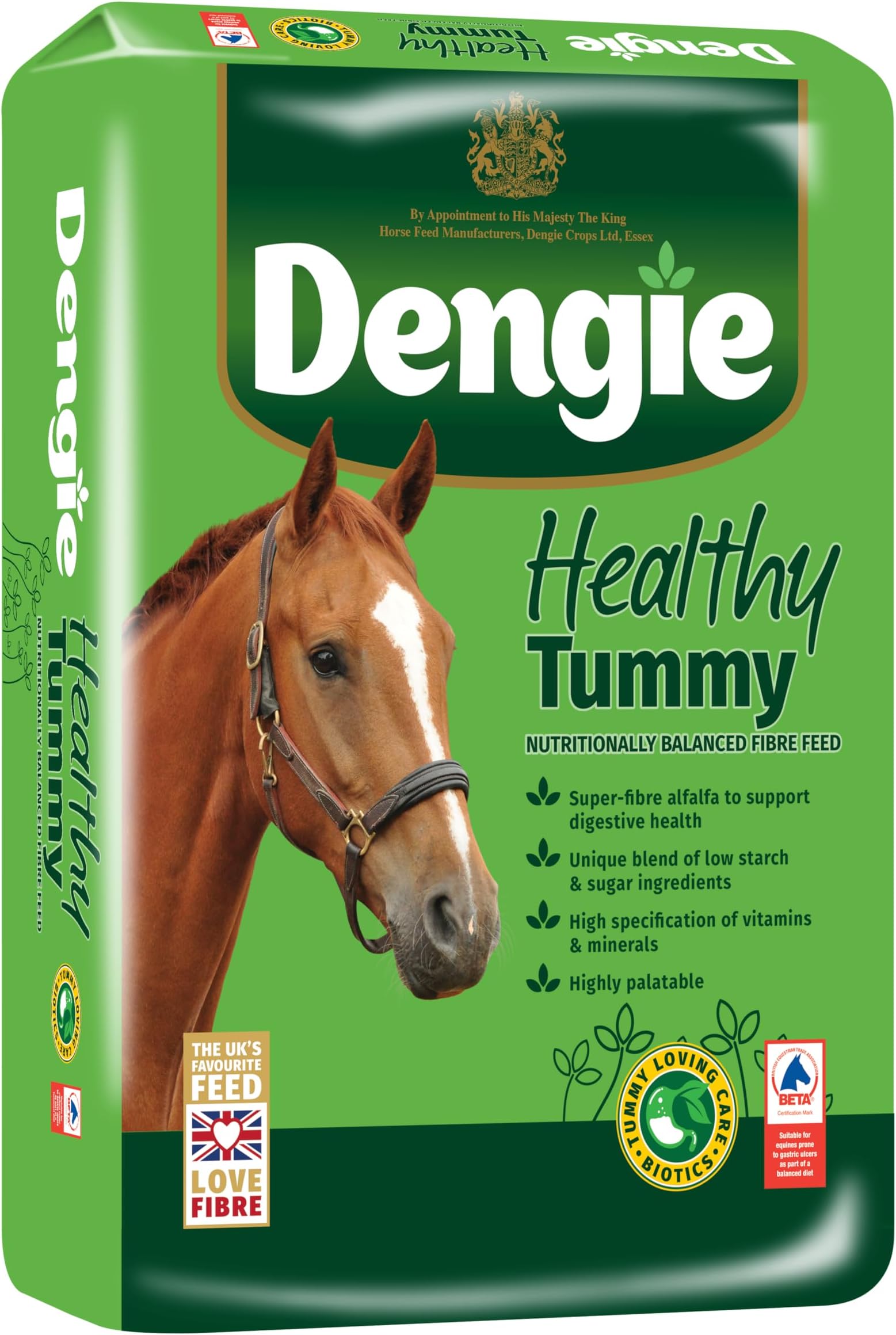 Dengie Healthy Tummy 20kg Horse Feed - Chopped Alfalfa Chaff - Includes Alfalfa Pellets Suitable for Horses Prone to Gastric Ulcers - Promotes Digestive Health