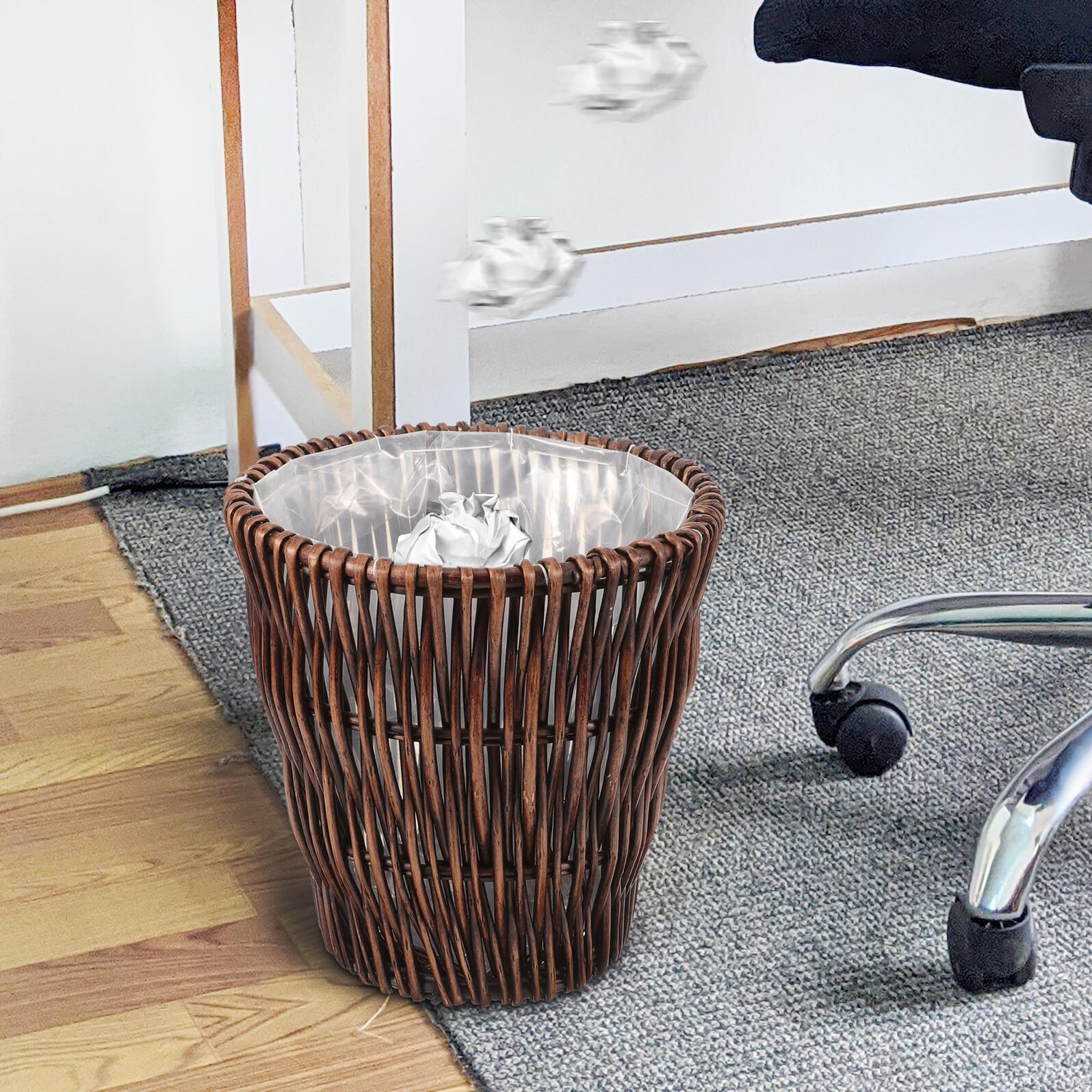 BESPORTBLE Natürlicher Rattan Abfallkorb Pastoral Stil Geflochtener Müllkorb Umweltfreundlicher Papierkorb Für Wohnzimmer Schlafzimmer Badezimmer