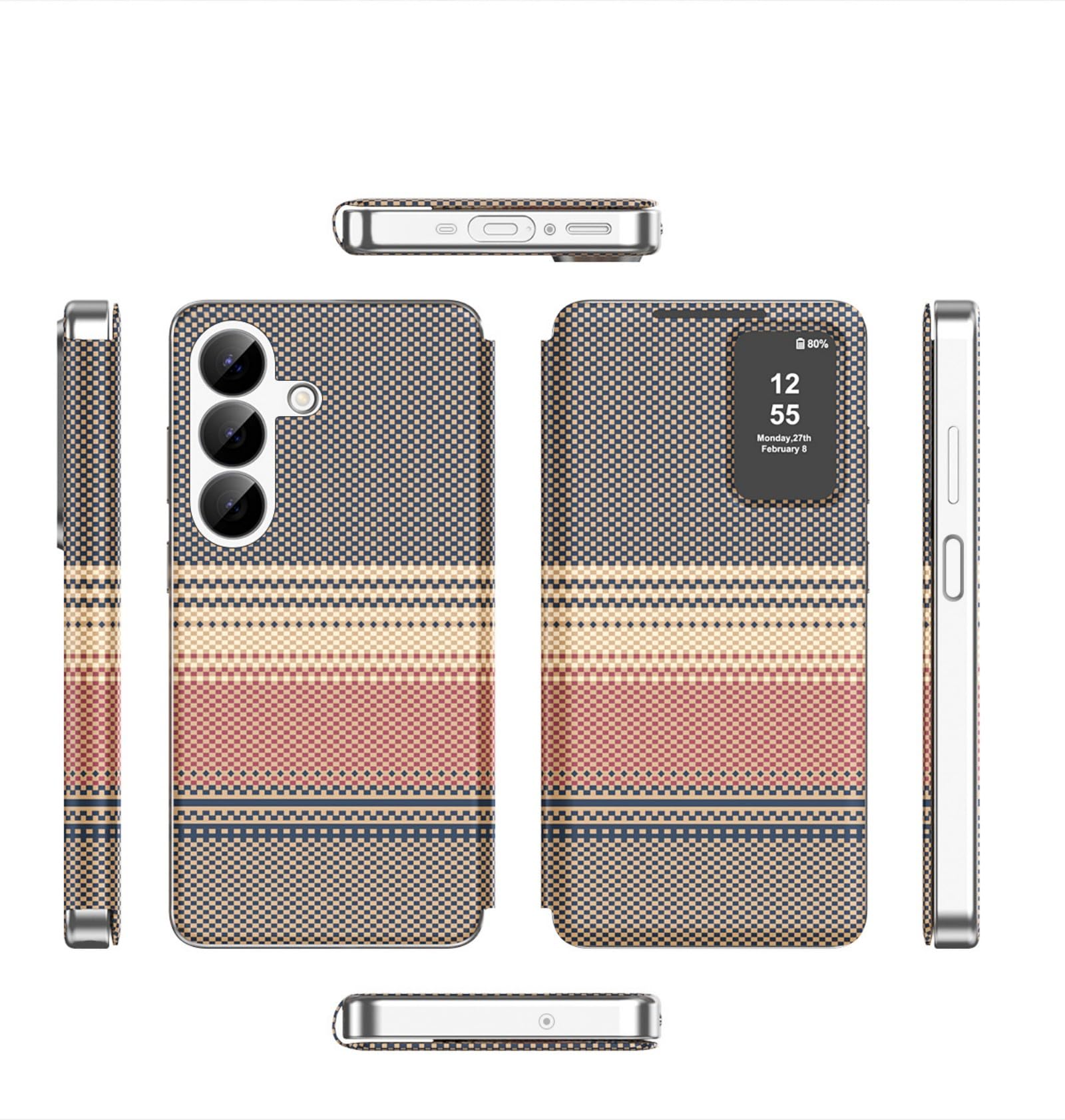 Smart View Flip Funda para Galaxy S26 FE Wallet Case(Marrón)