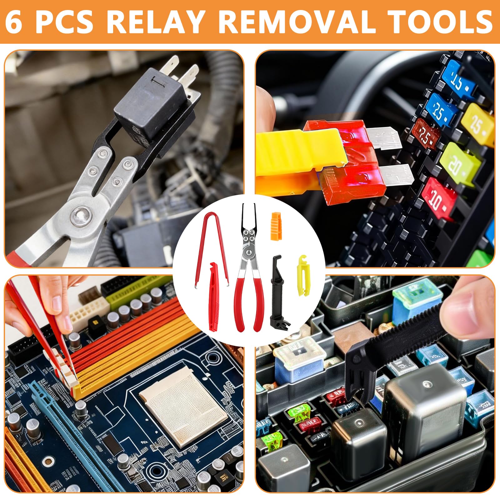 Kit de 988 conectores eléctricos automotrices, kit de 28 tipos de terminales eléctricos con herramienta de crimpado, removedor de fusibles de relé y herramienta de desmontaje de automóvil, terminales