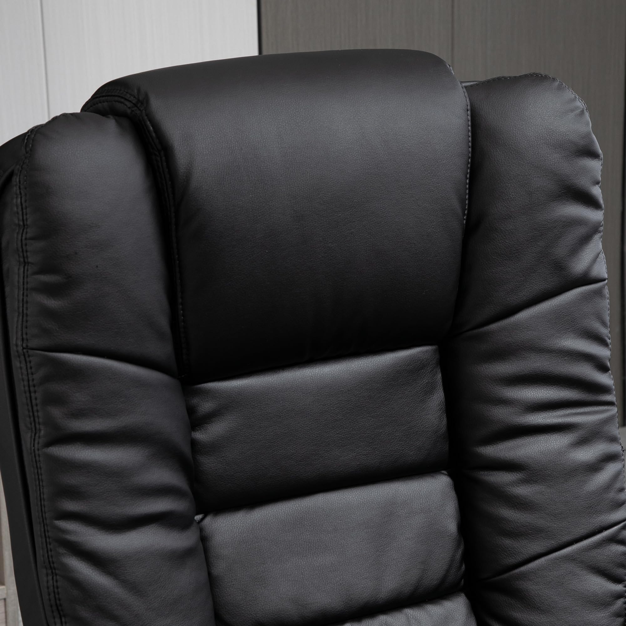 HOMCOM Poltrona con Poggiapiedi Reclinabile 135°, Poltrona Relax Ergonomica Girevole con Pouf, Poggiatesta e Braccioli in Pelle PU per Camera, Ufficio, Soggiorno e Salotto, 85x82x106 cm, Nero