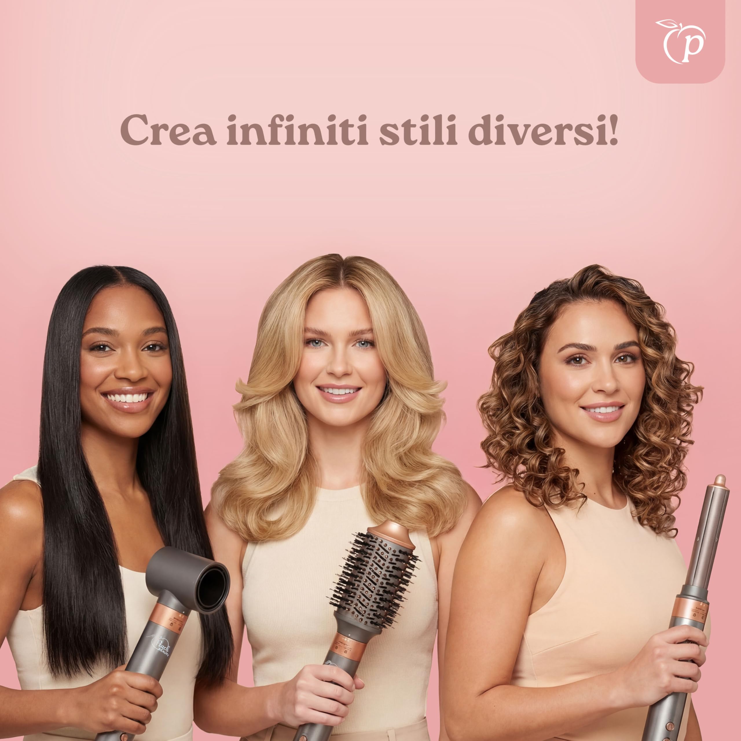 Hair Styler 5 in 1 | Tubo Dell'aria Calda | Pennello per Volume | Pennello Tondo | Ferro Arricciacapelli | Asciugacapelli | 110.000 giri al minute | 1400 W