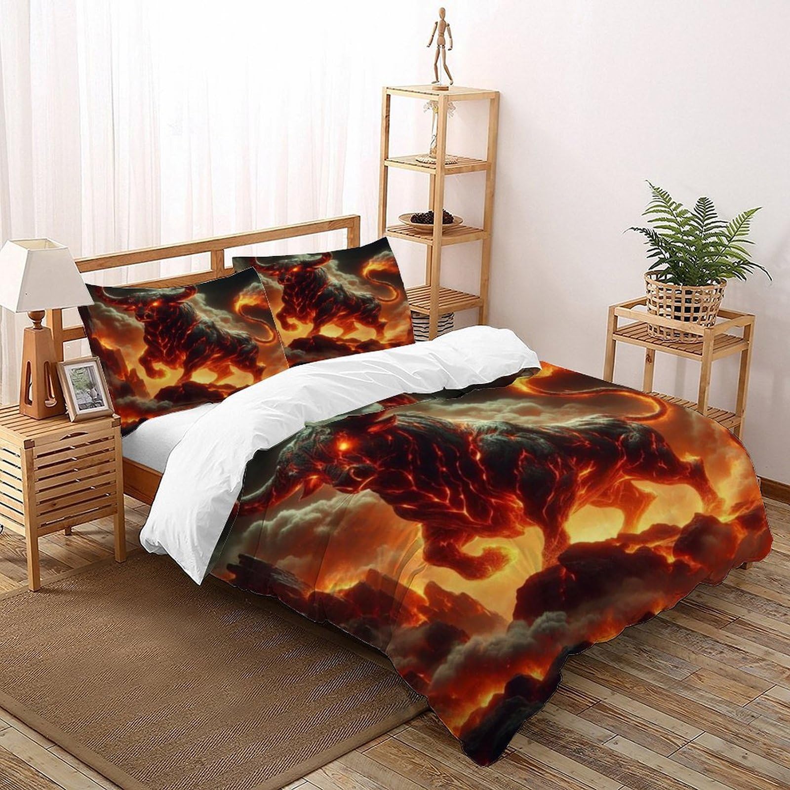 Linge de lit microfibre adulte motif animalier 3D avec housse de couette super king 260x220