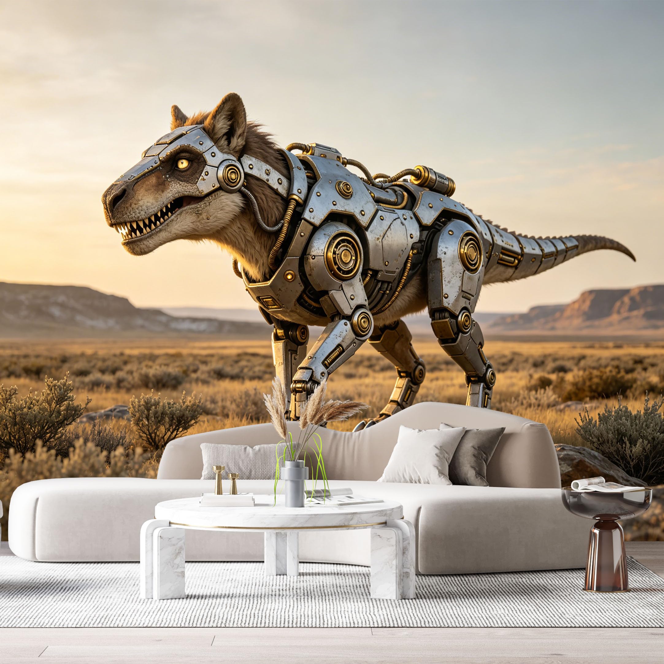 Custom Size Wall Mural Beast Mech Cyber Beast Futuristic Metal Armor SciFi Machine SelfAdhesive Art Prints Removable Large Wallpaper Esports Room Game Room Tenant Room Studio