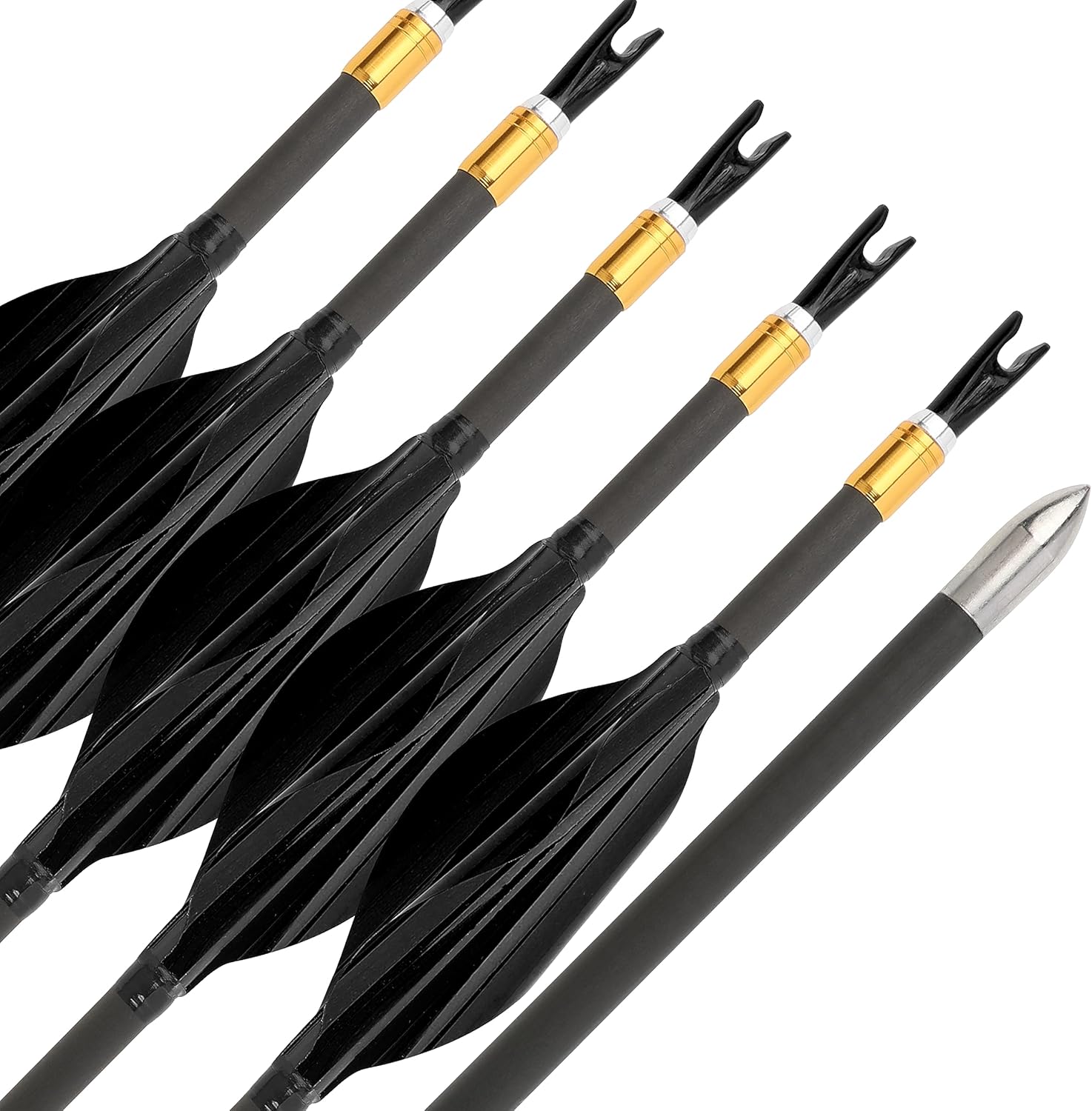 31 Inch Archery Pure Carbon Arrows 1.8" Rotary Feather Target Arrows Spine 700-1000 Competition Arrows for Recurve Compound Bows