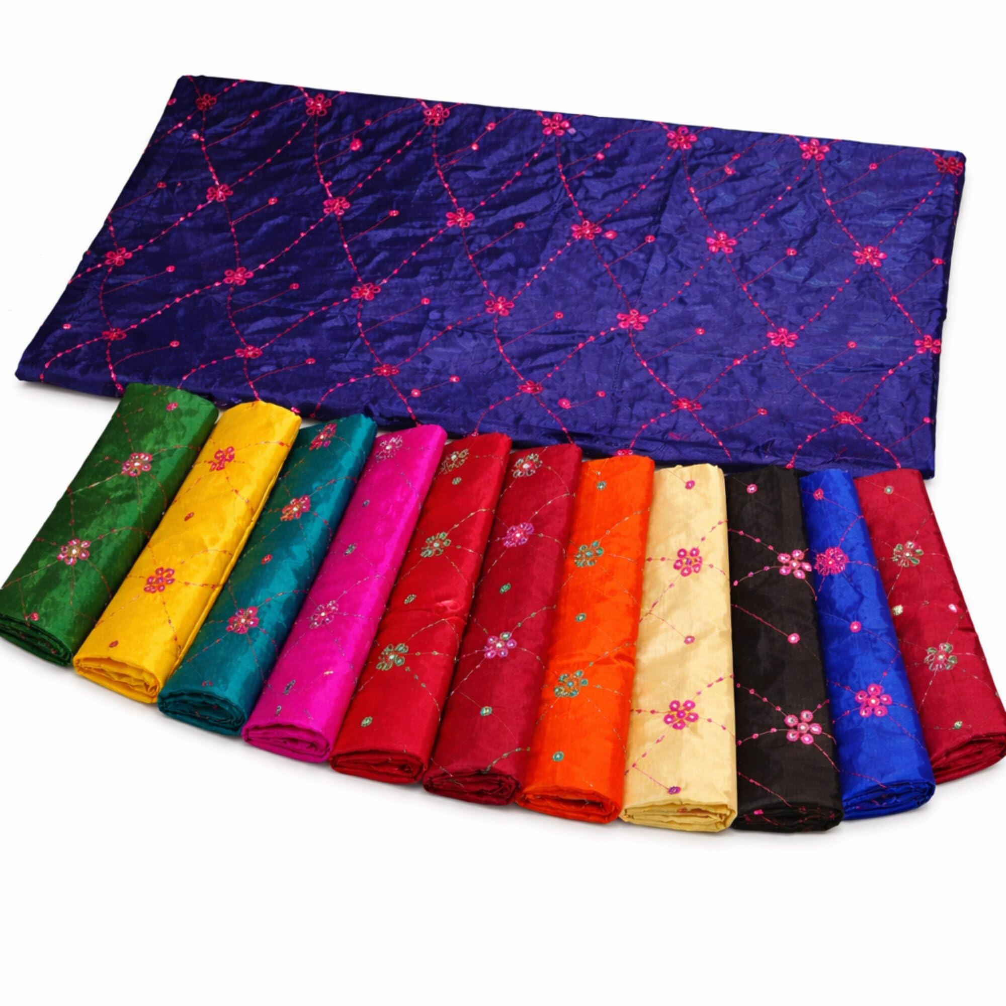 Embroidered Mirror Work Blouse Piece Combo Pack of 12 – Heavy Festive Blouse Fabric for Oti Bharan, Haldi, Wedding Return Gifts & Traditional Occasions-image-36