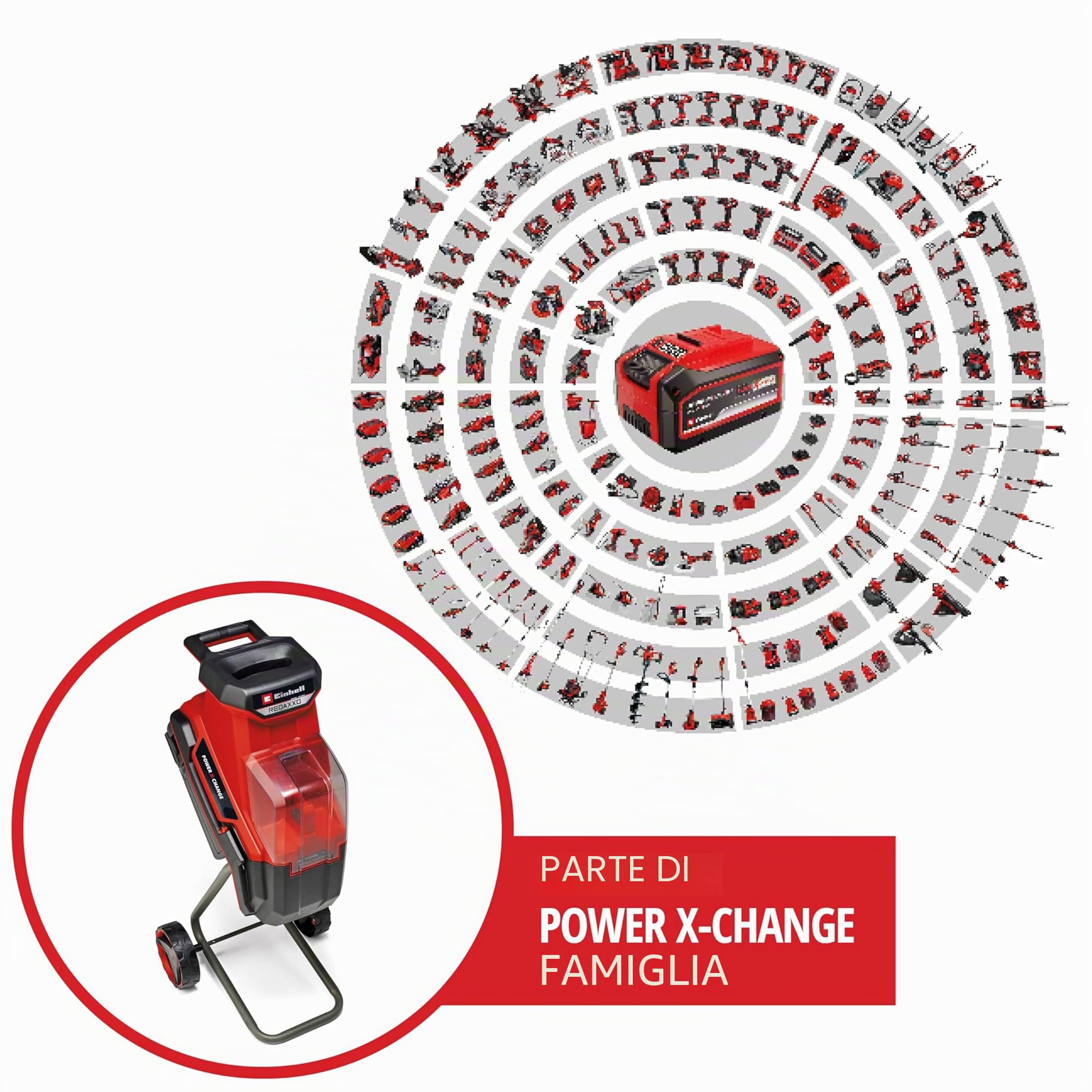 Einhell REDAXXO 36/25 Power X-Change trinciatrice a batteria 36 V 25 mm 3 lame in acciaio sacco 55 L