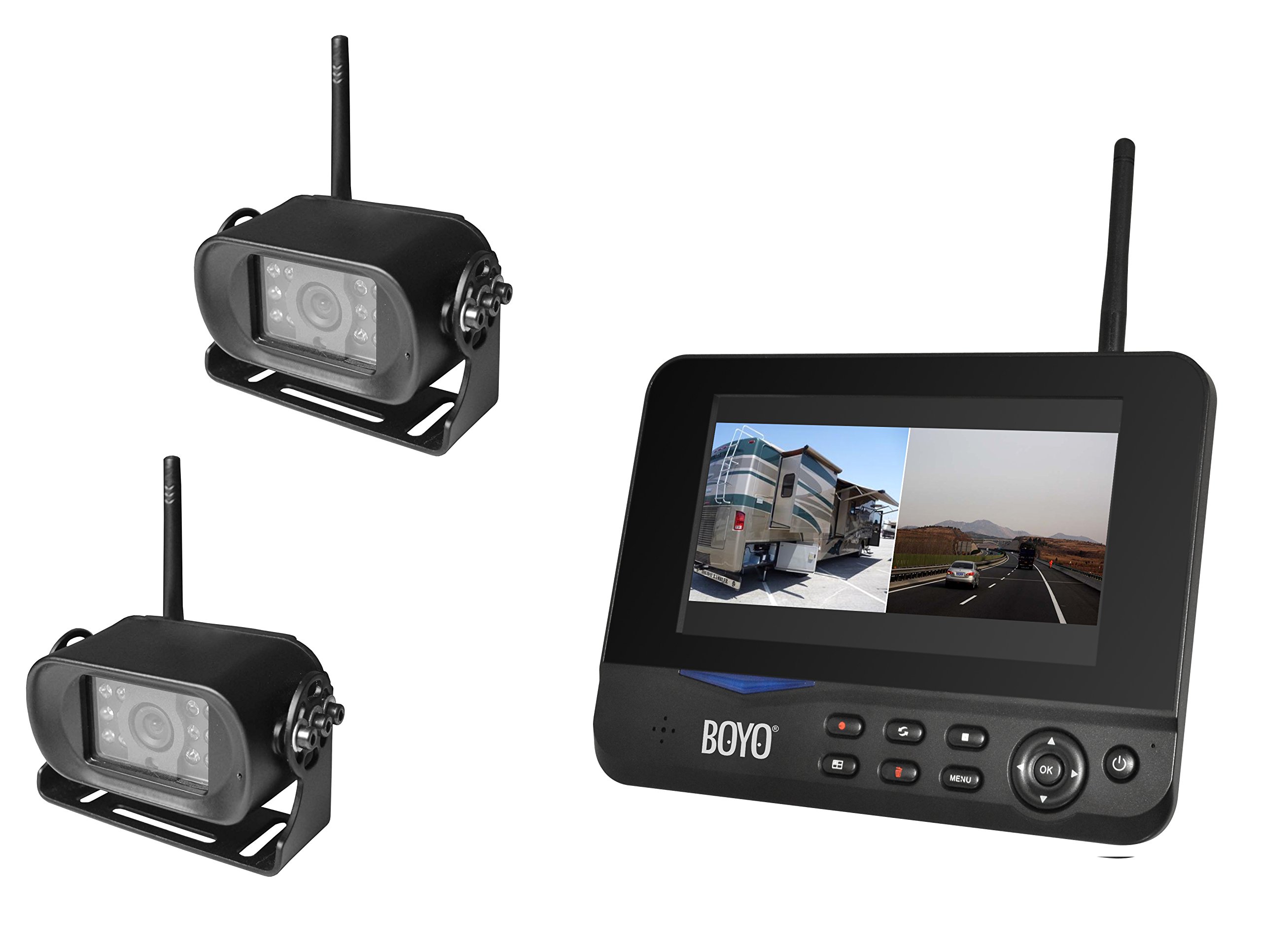 BOYO VISION VTC700RQ-2 - Digital Wireless 2 Camera DVR System with 7” Monitor for Car, Truck, SUV and Van (4-Channel System)