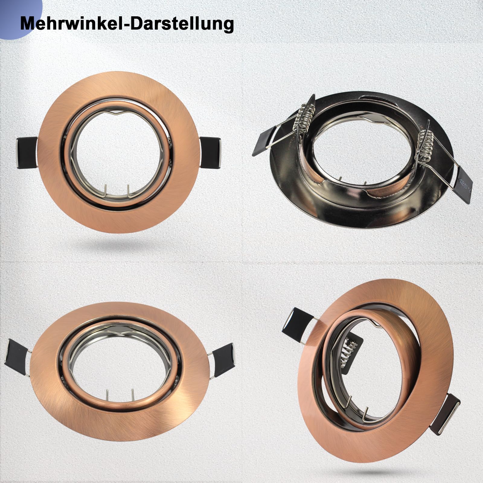 12x Einbaustrahler LED GU10 Rahmen 68mm LED Spots 230V Rund Schwenkbar Antik-Kupfer Einbauleuchten inkl. GU10 Fassung