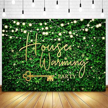 Sensfun 7x5ft Housewarming Backdrop Green Leaves Background for New House Party Decorations Gold Key Home Sweet Home House Warming Party Banner Photography Background Supplies Photo Booth Props