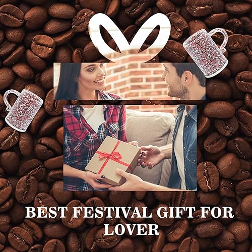 Miniatura 6 de sugarchef Cristales - Juego de 6 tazas de café de 6 onzas con asas para bebidas calientes, chocolate con leche, diamantes y té, juego de tazas de