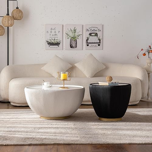 Miniatura 30 de WILLIAMSPACE Juego de 2 mesas auxiliares anidadas, redondas de madera negra para espacios pequeños, sala de estar, dormitorio, mesa auxiliar 18.9"