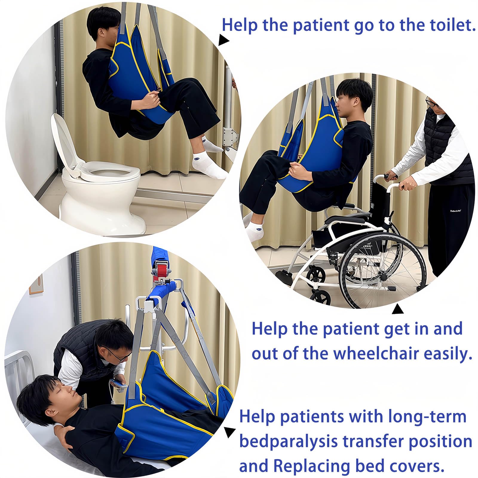 Eslinga de elevación para pacientes, ayuda para aseo, diseño de patas divididas para un levantamiento y apoyo seguros, ideal para posicionamiento de cama y asistencia de espalda