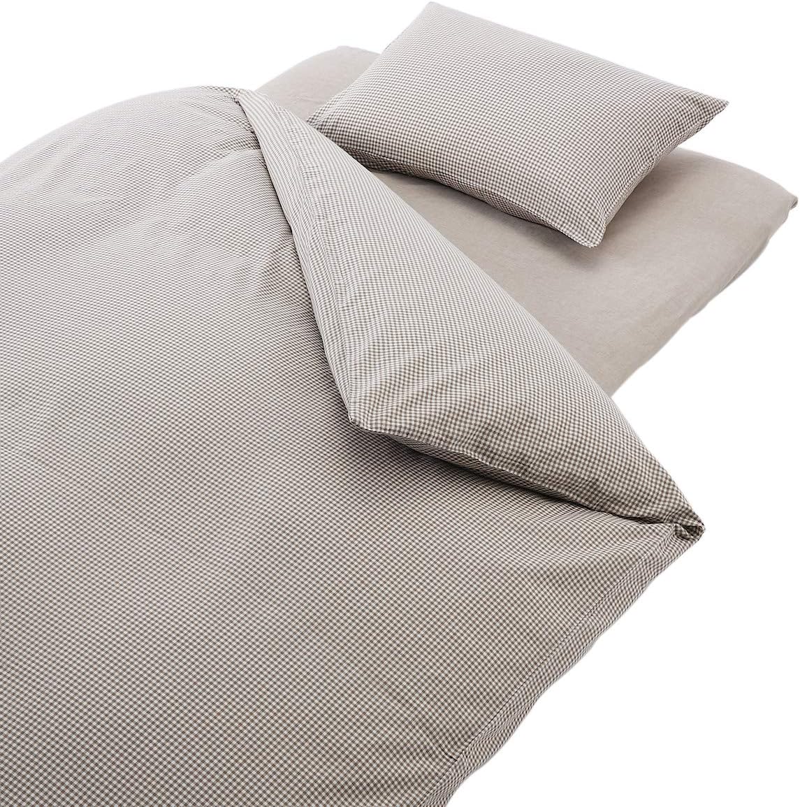 Amazon Co Jp 無印良品 綿洗いざらしふとんカバーセット ライトブラウン チェック 敷ふとん用 シングルサイズセット ホーム キッチン