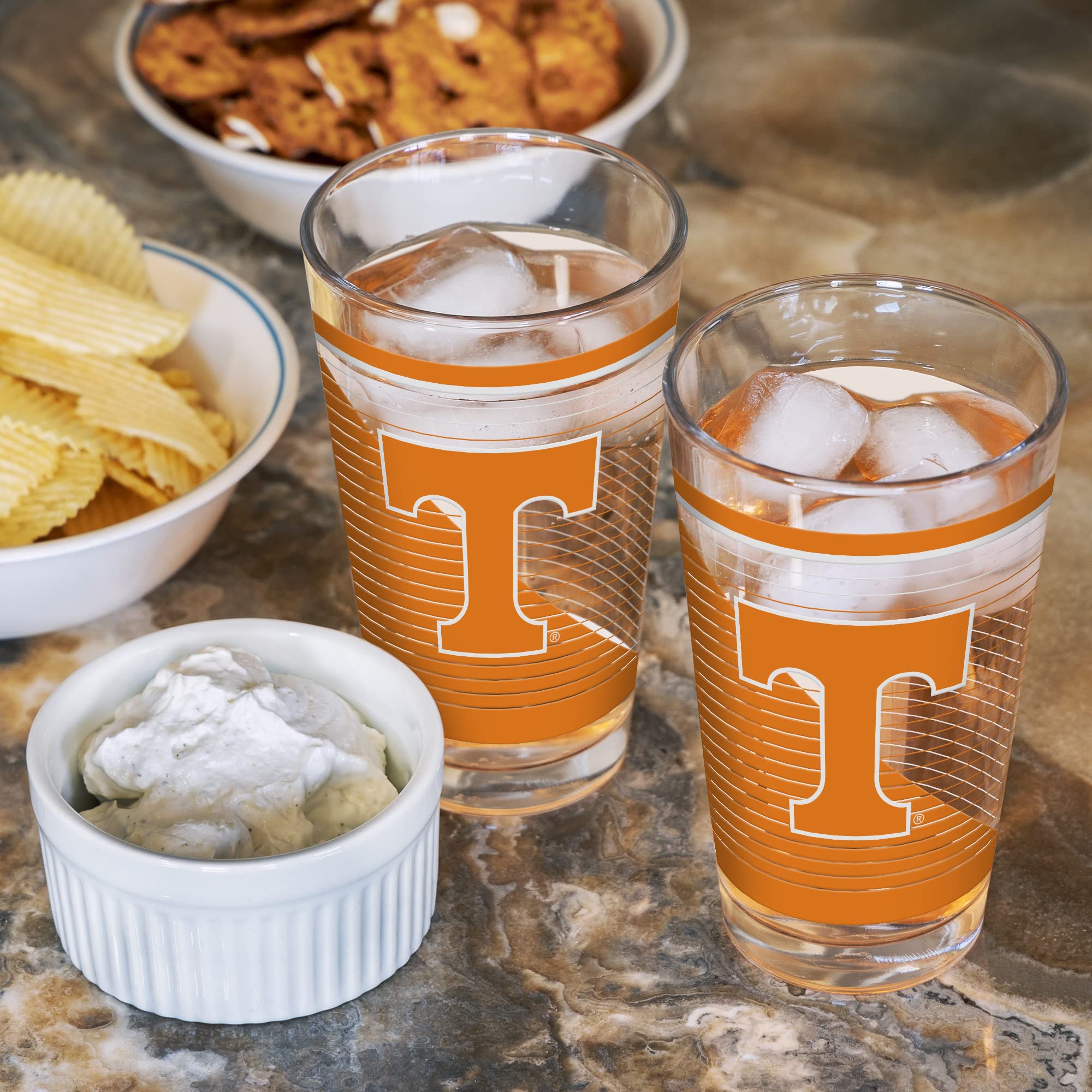 Rico Industries NCAA Tennessee Volunteers 453.6 g Pint-Gläser mit digital gedrucktem Logo, praktisches 2er Set klassische Trinkgläser für Fans, spülmaschinenfest