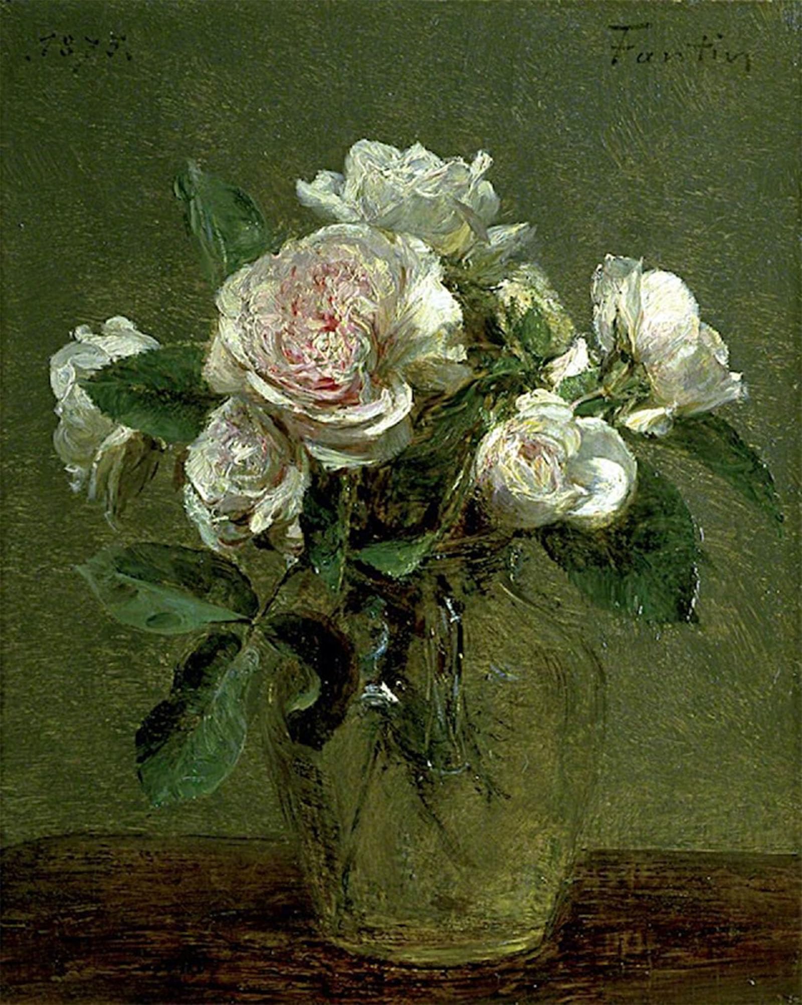 POSTERIIk Vintage Art Print Images Pictures Print Glass Vase Henri Fantin-latour Modern Colour Posters for Office Home Decor 60x90cm