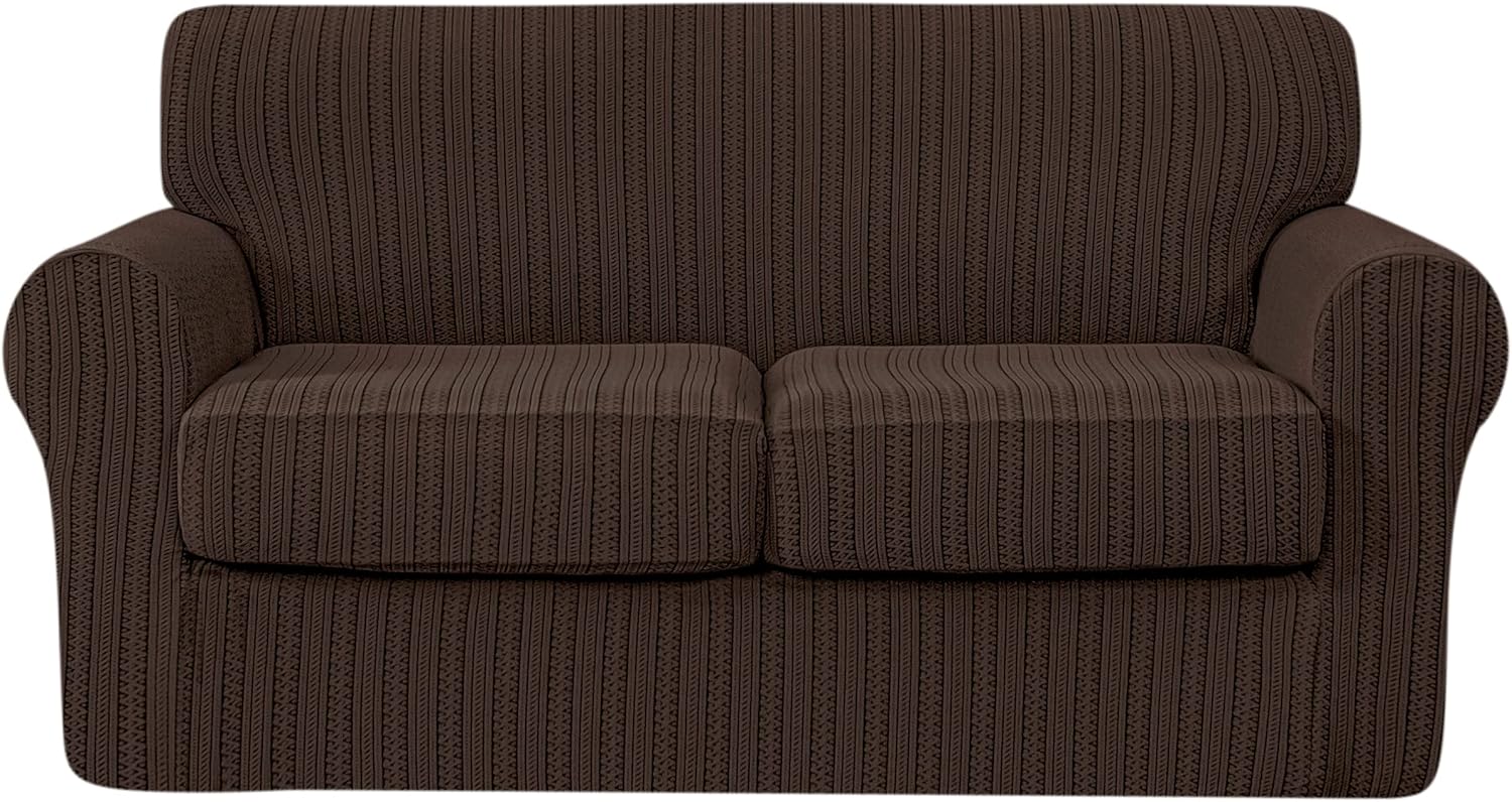 SUBRTEX Sofa Cover Stretch Jacquard Couch Slipcover with 3 Separate Cushion Geometric Patchwork Pattern Design Sofa Slipcover Washable Furniture Protector for Pets Kids(Large, Patchwork Green) : Home & Kitchen