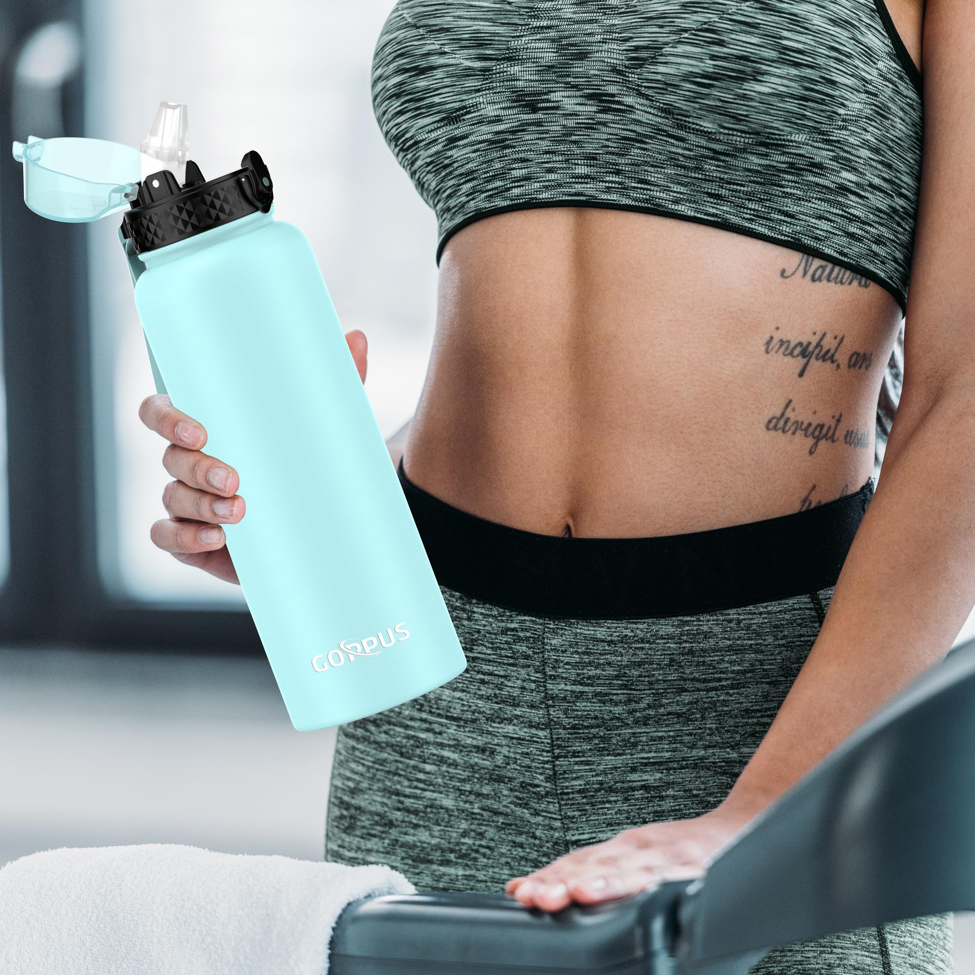 GOPPUS Edelstahl-Trinkflasche 1,2 Liter Mit Strohhalm & 2 Deckeln – Isoliert, Auslaufsicher, Perfekt Für Sport & Outdoor