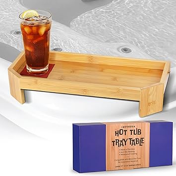 IMPRESA Bamboo Hot Tub Tray Table IMPRESA Bamboo Hot Tub Tray Table
