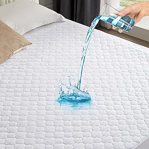 King Quilted Fitted Waterproof Mattress Protector, Noiseless Mattress Cover with 6"-18" Deep Pocket, Breathable and Soft Waterproof Mattress Pad Mattress Topper