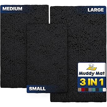 Muddy Mat® AS-SEEN-ON-TV Highly Absorbent Microfiber Door Mat and Pet Rug, Non Slip Thick Washable Area and Bath Mat Soft Chenille for Kitchen Bathroom Bedroom Indoor and Outdoor-White Runner 59"X24"