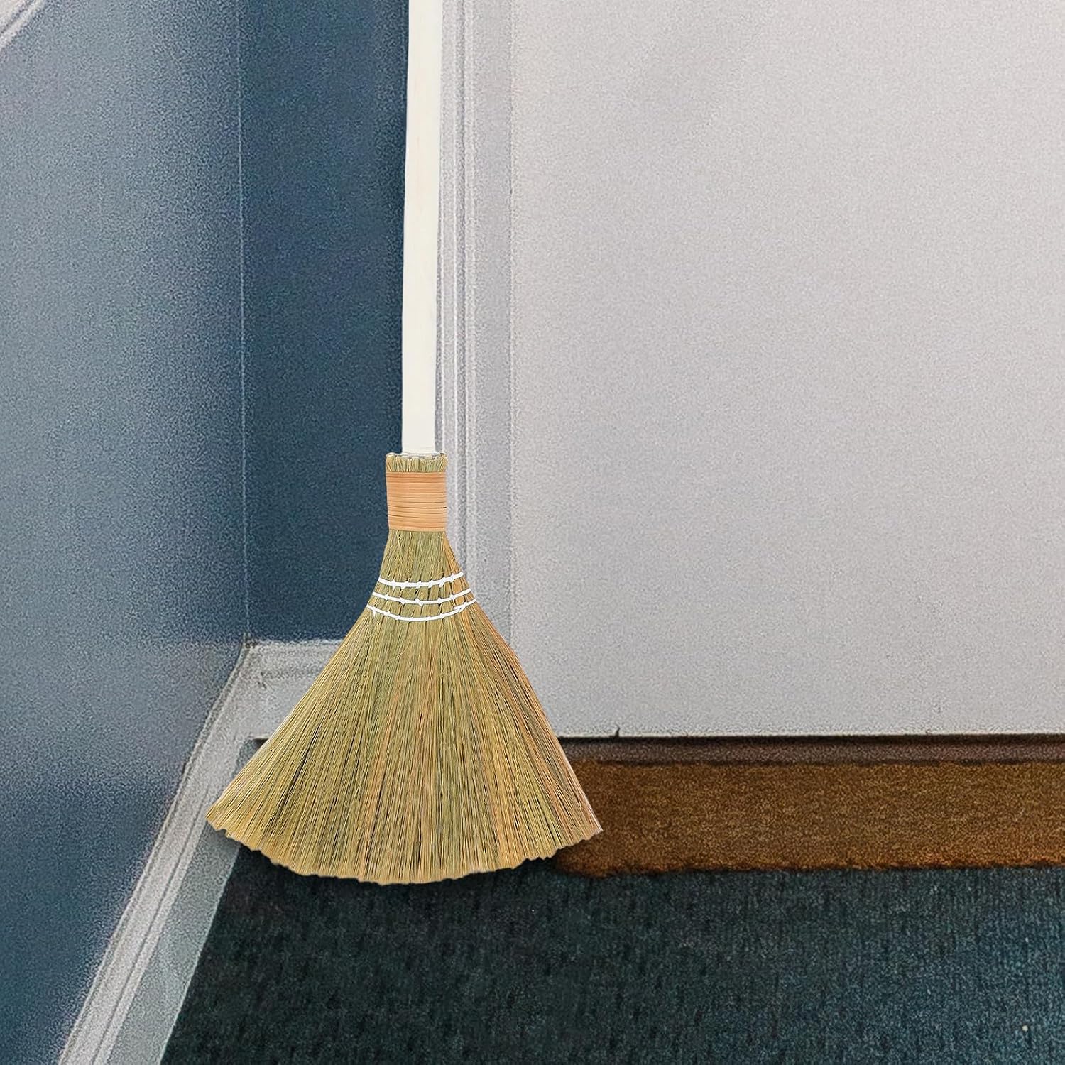 2pcs Handmade Straw Brooms with Removable Handles, Soft Bristle Hand Brush Broom for Home Dust Removal, Lightweight 74cm Cleaning Items for Living Room and Indoor Surfaces