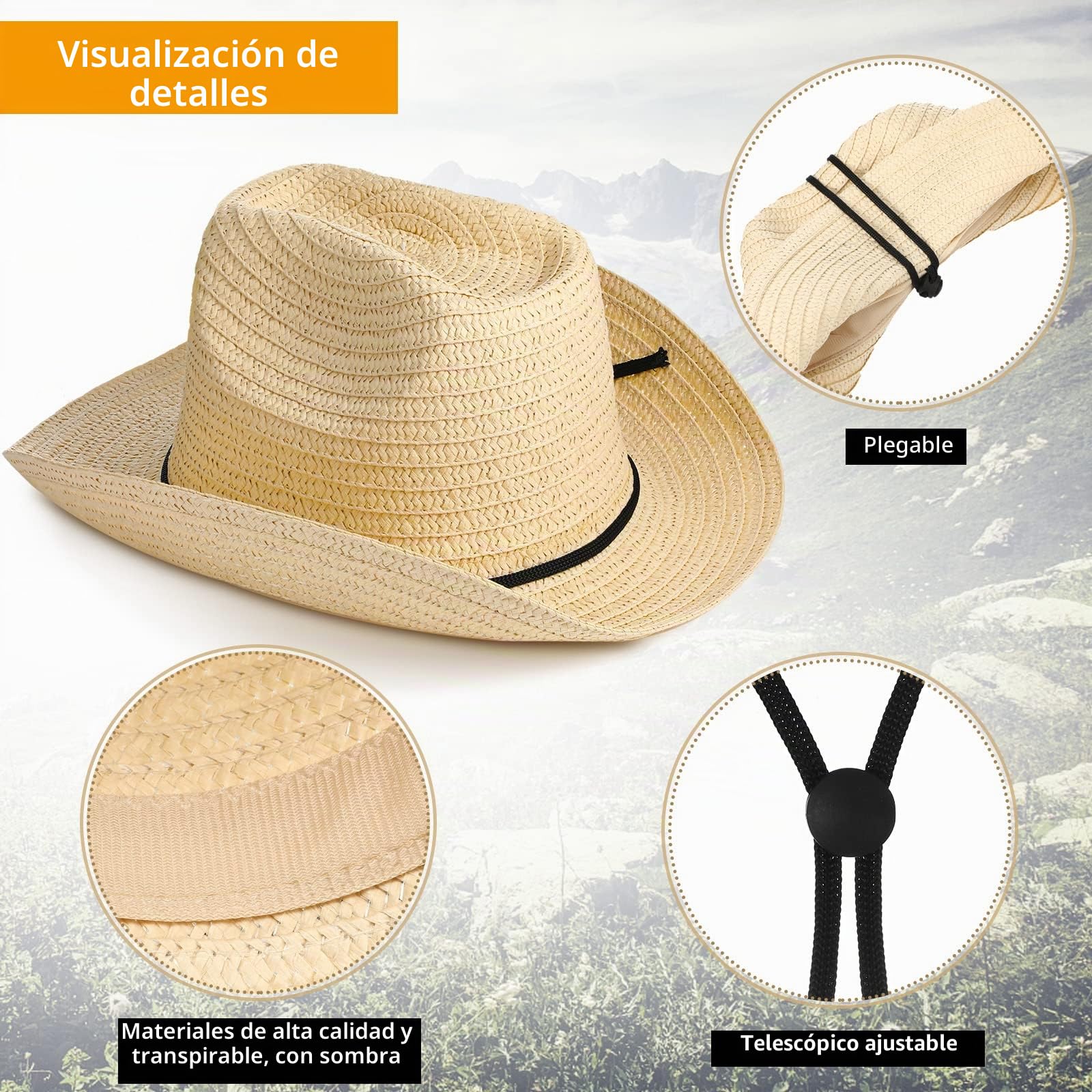 SATINIOR 12 Set Straw Cowboy Hats and Bandanas Party Pack Cowboy Party Hat Costume Head Bandana Bulk Western Accessories