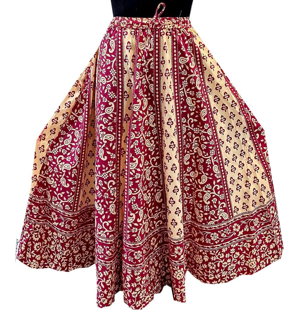 Women Printed Casual Wear Multicolor Cotton Elasticed Full Flared Skirt-image-6