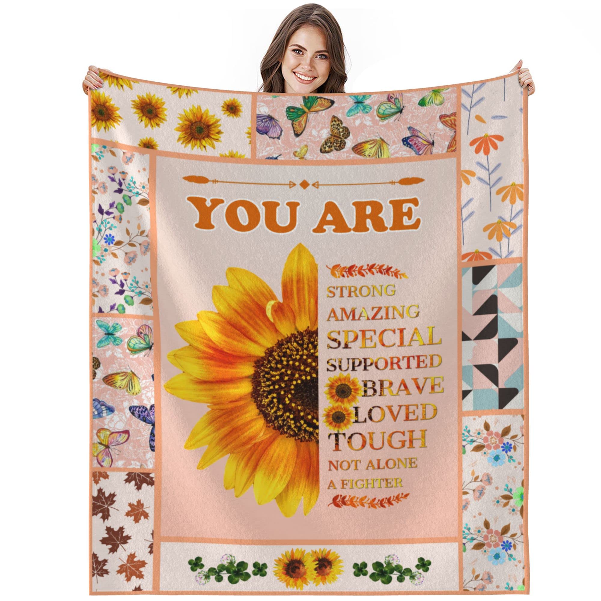 Photo 1 of 3 of -Lollyus God Blanket,Sunflower Pattern Inspirational Blanket,Full of Brave, Warm Blanket of God Gifts Blankets for Birthday Christmas My Best God Throws Blankets
