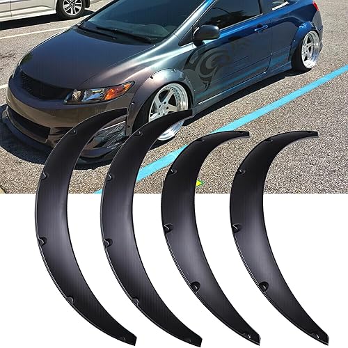 DREAMOTOR 4 unidades de guardabarros flexibles universales para automóvil, arcos de rueda de 35.039 in, PP de cuerpo ancho, protector de borde de
