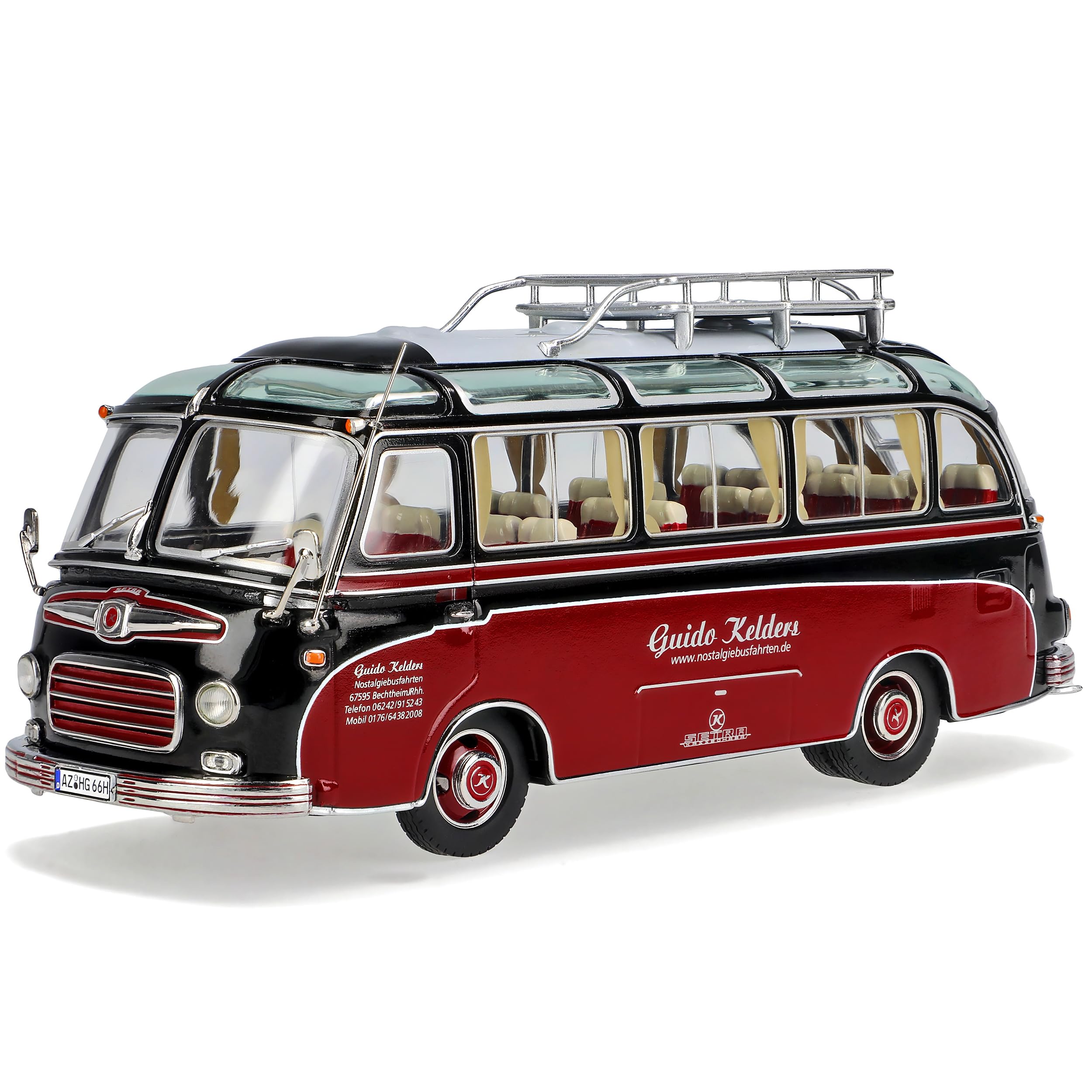 Setra S6 Bus Rot Guido Kelders Nostalgiebusfahrten 1/43 Schuco Modell Auto Modell Auto
