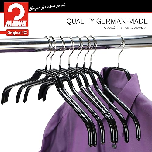 Miniatura 3 de Mawa by Reston Lloyd Silhouette Series - Percha antideslizante para camisas y vestidos, estilo 41F, juego de 140, color negro