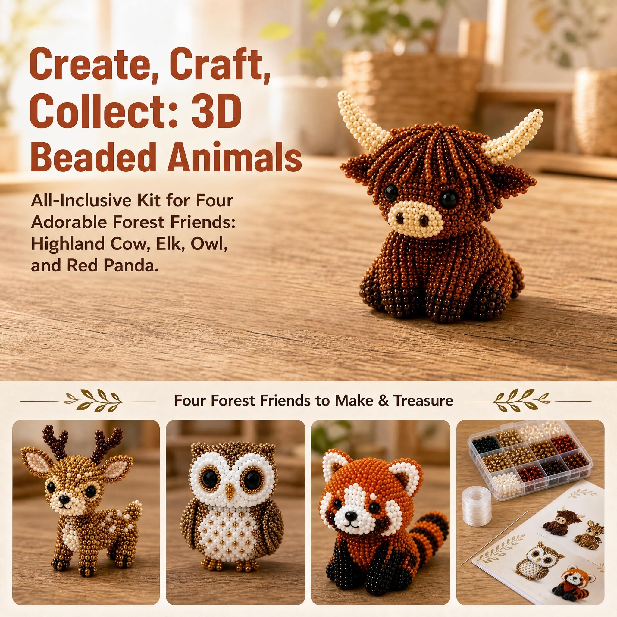 Set de Animales con Abalorios, Kit de Bricolaje Animales con Cuentas 16D, Lindo Juego artesanales Coloridas e Instrucciones(StyleE)
