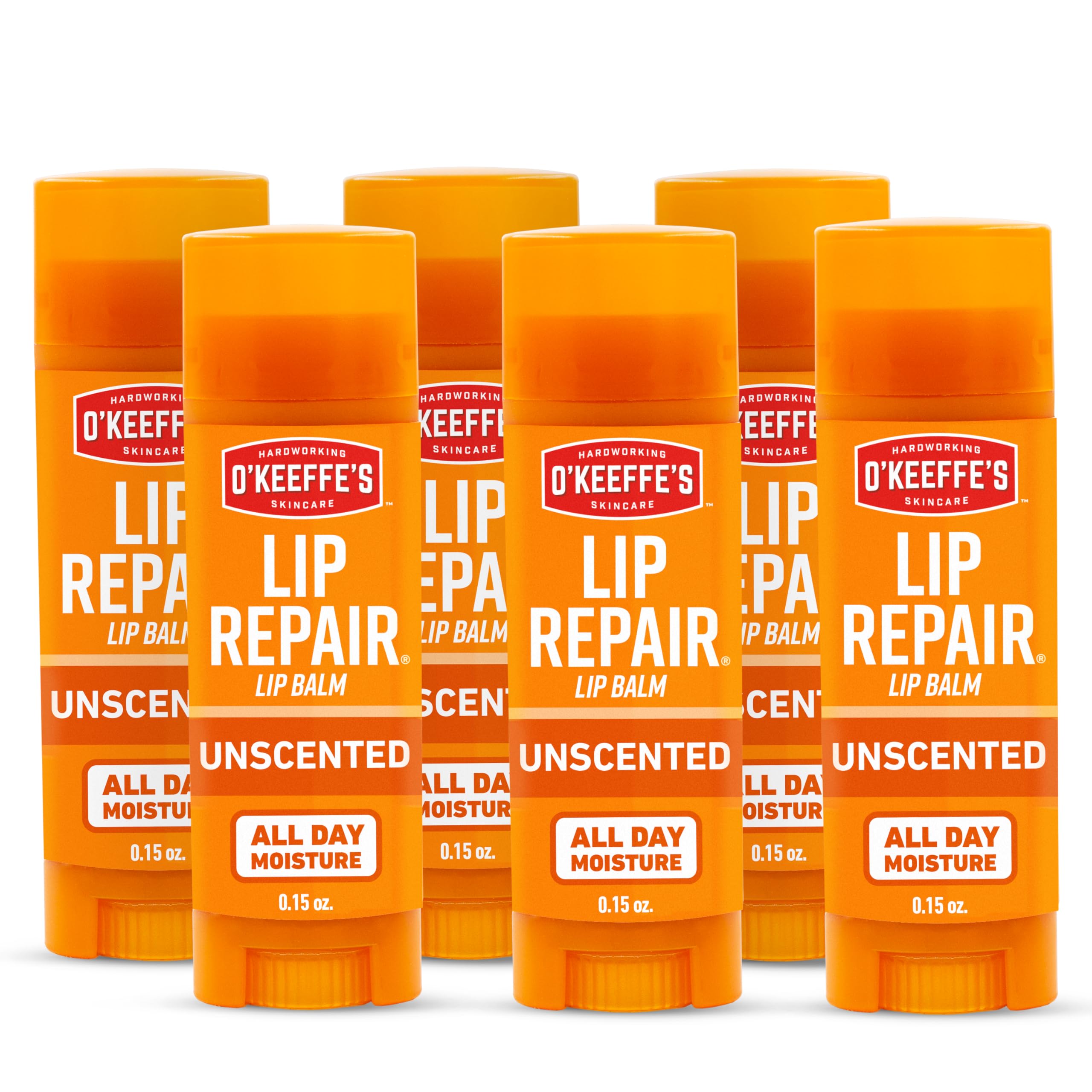 O'Keeffe's Lip Repair Unscented Lip Balm for Dry, Cracked Lips - Stick (6 Pack) - Moisturizer for Very Dry Lips