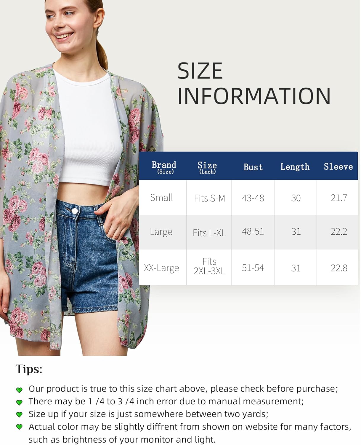 Argstar Women's Kimono Cardigans Casual Summer Tops Cover up Open Front Floral Print Resort Wear/Beachwear - Image 7