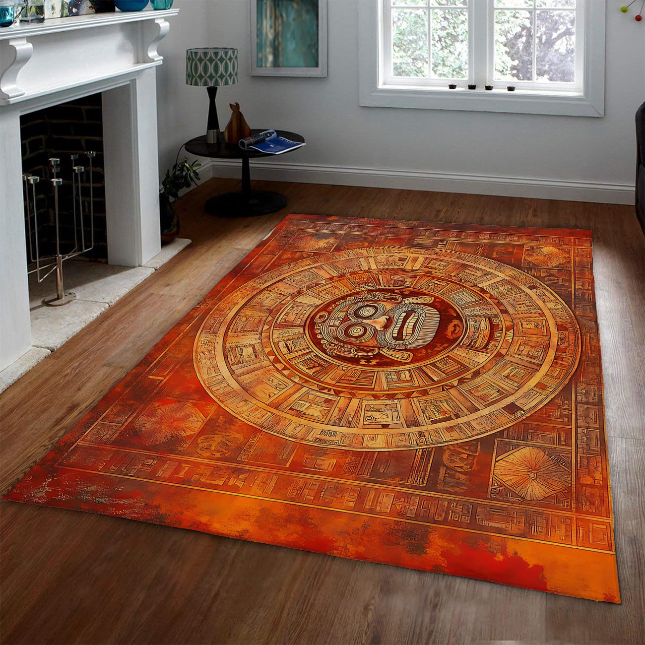 Tapis tribaux exotiques salon balcon bohème 80x120 totem soleil lavable