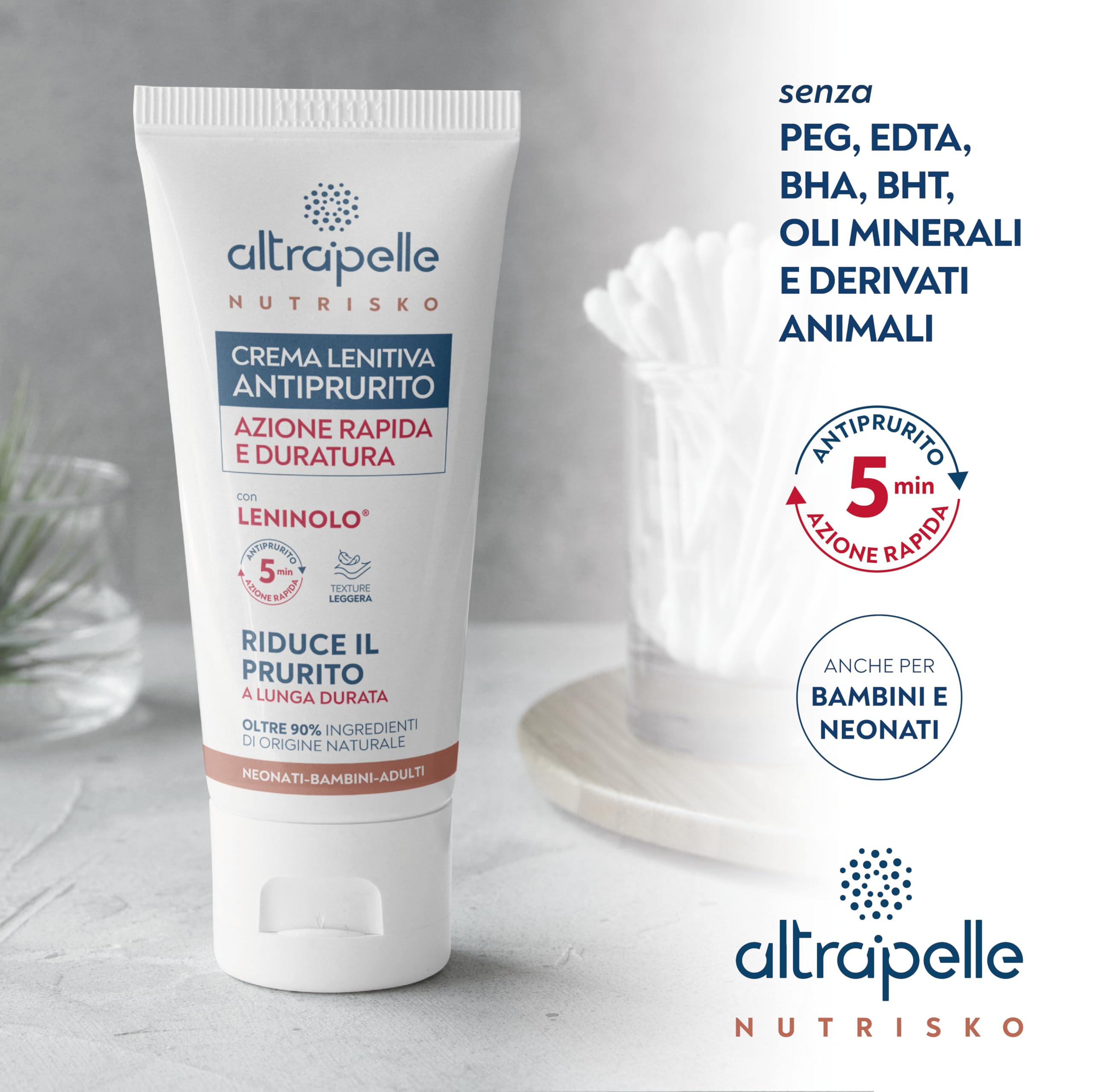 Crema Antiprurito 200 ml Lenitiva Naturale per Pelli Sensibili Neonati Bambini Adulti