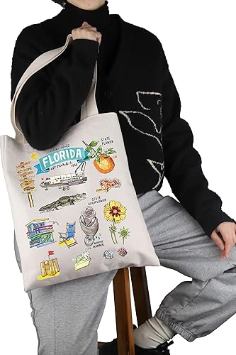 Miniatura 7 de VAMSII Bolsa de mano de Florida para mujer, regalo del estado de Florida, bolsa de compras retro de Florida, recuerdo de vacaciones de Florida,
