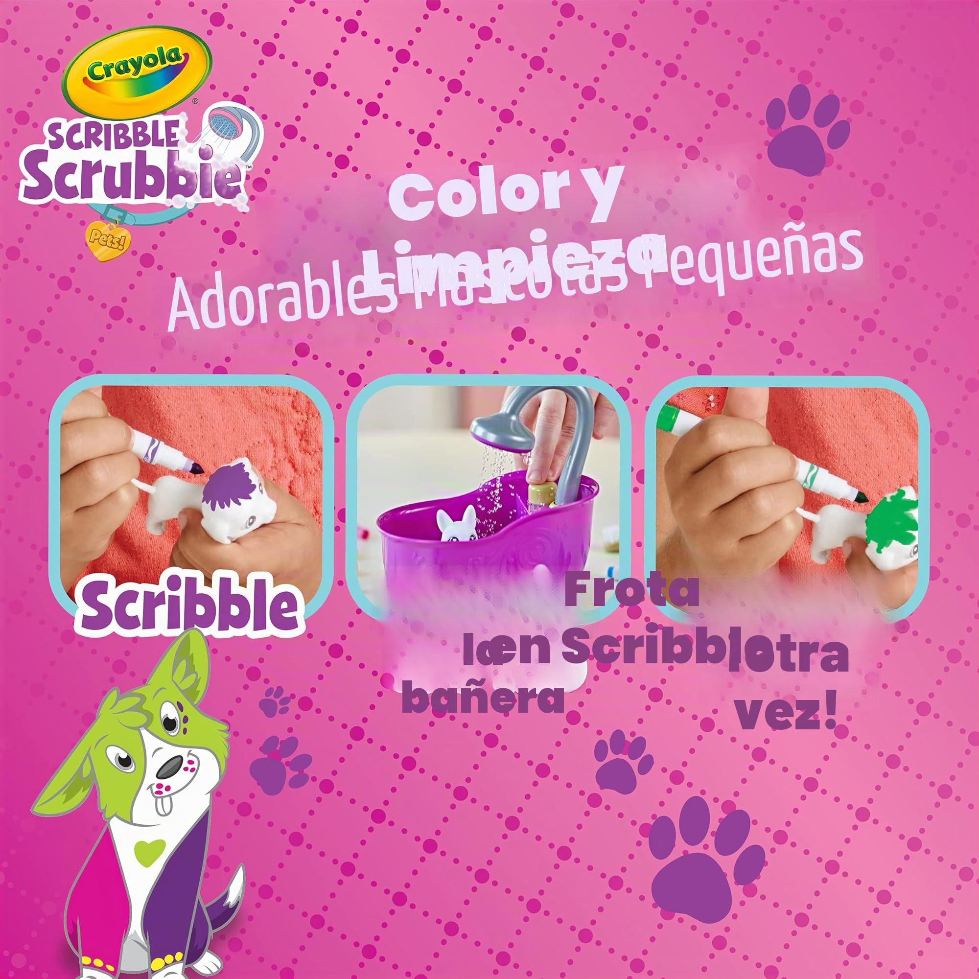 CRAYOLA Washimals - Super Set Actividad Color y Lavado con Cachorros con Bañera en Funcionamiento, óptimo como Regalo, Edad Recomendada: a Partir de 3 años