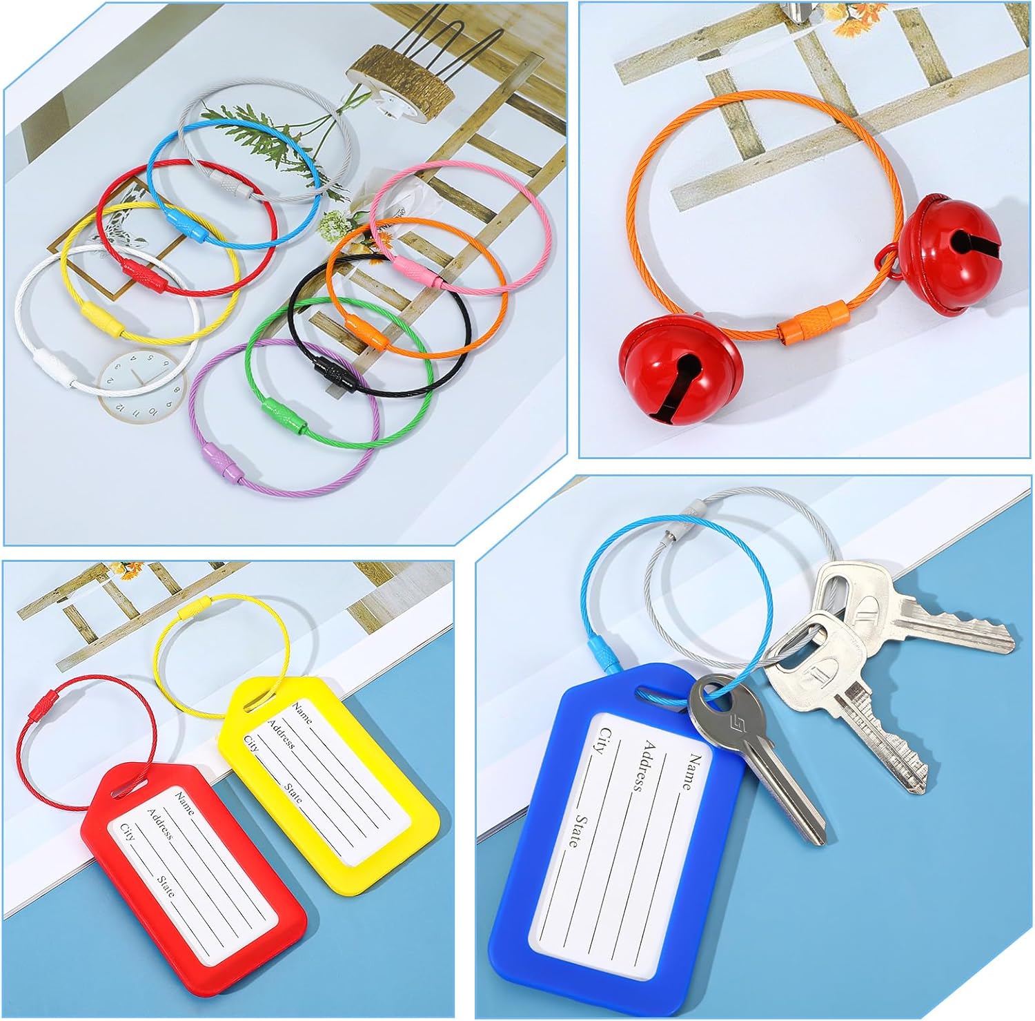 Wire Key Ring, 20 Pcs Metal-Wire Keychains 1.5mm Stainless Steel Wire Keychain 6inch Colored Coated Keychain Cable Loops Connecter for Keyrings, Luggage Tags, Key Tags, Kitchen Utensils - Image 6
