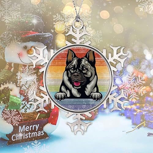 Miniatura 61 de Presa Canario Tree Decoration Ornament - Christmas Snowflake Ornament - Dog Lover Mom Gift Peeking Dog Snowflake Metal Ornaments for Xmas Tree LGBTQ