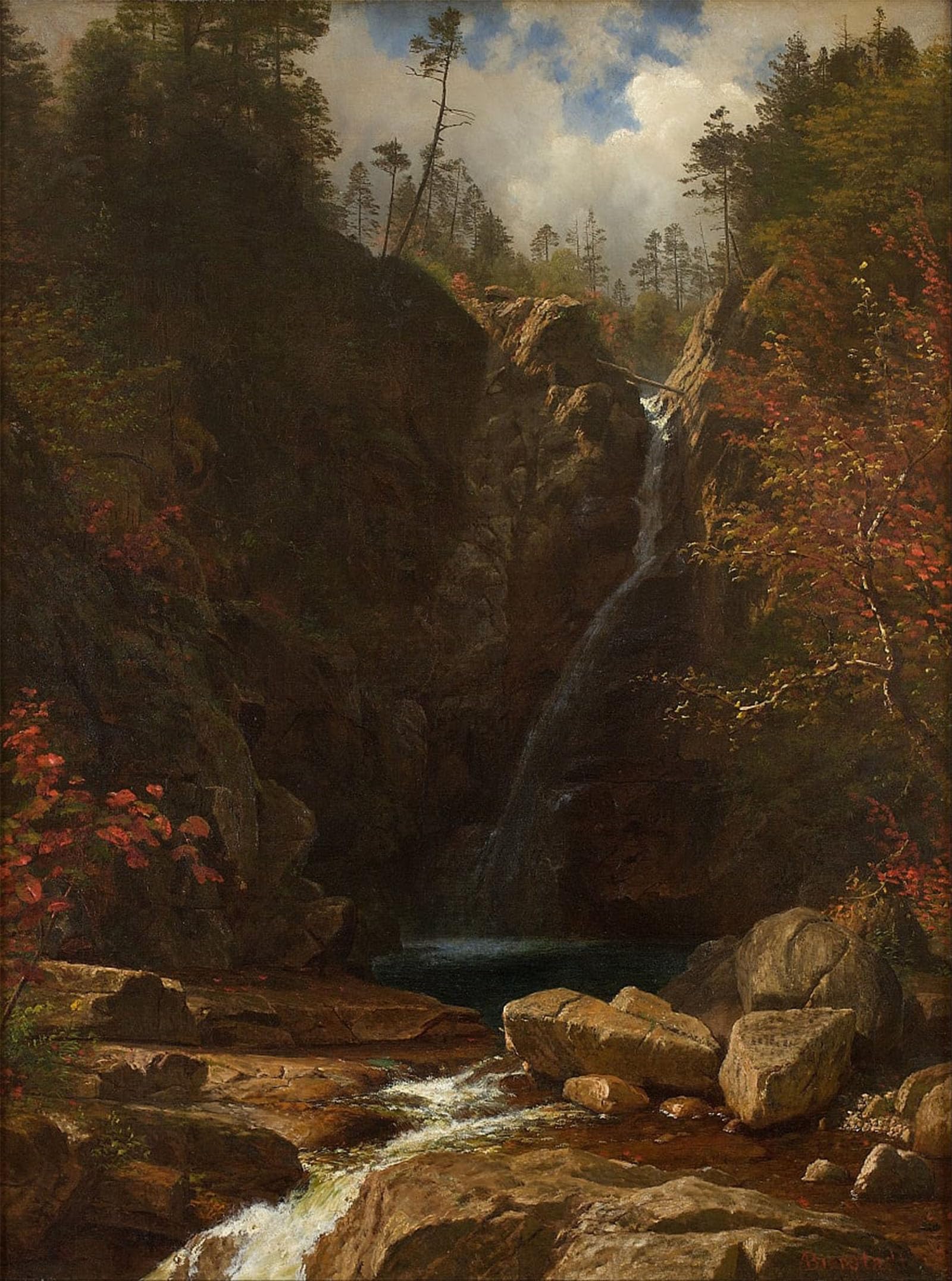 POSTERIIk Vintage Art Print Images Pictures Print Glen Ellis Falls by Albert Bierstadt Modern Colour Posters for Office Home Decor 60x90cm