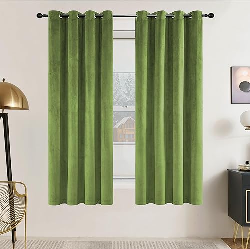 SNITIE Cortinas de terciopelo de 63 pulgadas de largo con ojales, súper suaves, con aislamiento térmico y reducción de ruido, gruesas filtrantes de